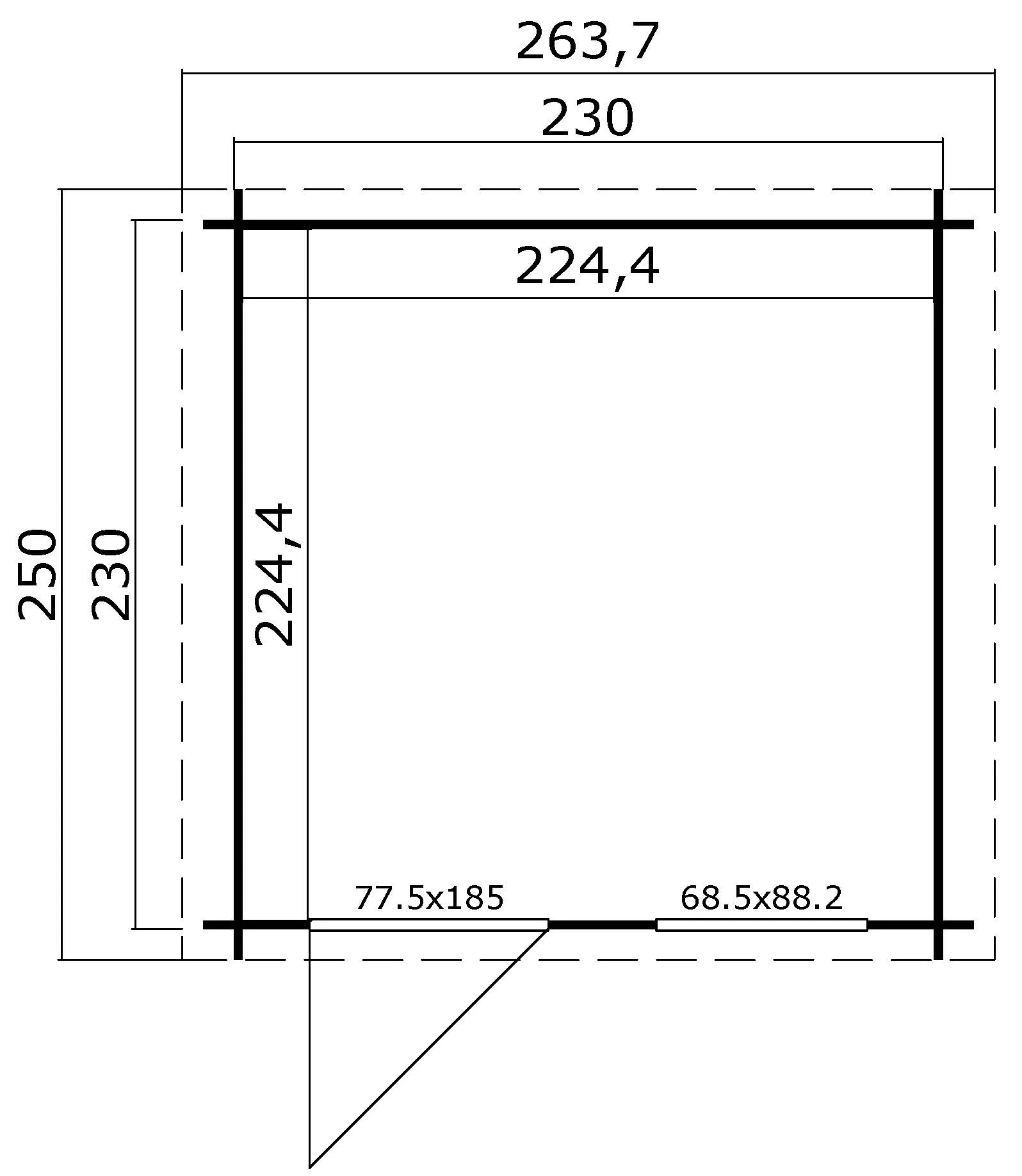 Outdoor life Blokhut Wels Platinum Grey-Wit 230 x 230 cm - Afbeelding 3